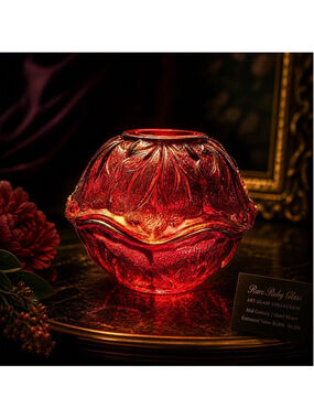 Ruby Red Amberina Flashed Glass Fairy Lamp Base | UV Reactive Glow 🔥 Floral Pre